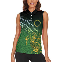 Cook Islands Rugby Kuki Avaiki Women Sleeveless Polo Shirt Tribal Turtle LT7 - Polynesian Pride