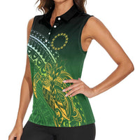 Cook Islands Rugby Kuki Avaiki Women Sleeveless Polo Shirt Tribal Turtle LT7 - Polynesian Pride