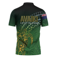 Cook Islands Rugby Kuki Avaiki Zipper Polo Shirt Tribal Turtle - Polynesian Pride