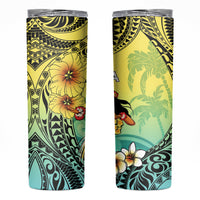 Honolulu Hawaii Skinny Tumbler Ilima Plumeria with Hula Girl LT7 Colorful - Polynesian Pride