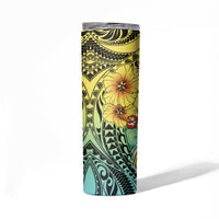 Honolulu Hawaii Skinny Tumbler Ilima Plumeria with Hula Girl LT7 - Polynesian Pride