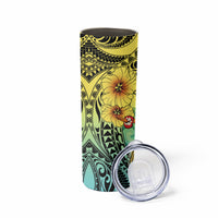 Honolulu Hawaii Skinny Tumbler Ilima Plumeria with Hula Girl LT7 - Polynesian Pride