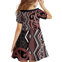 Maori Taniko Patterns Family Matching Long Sleeve Bodycon Dress and Hawaiian Shirt Brown Patiki Motifs Mix Whakairo Ngaru LT7 - Polynesian Pride