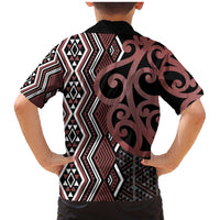 Maori Taniko Patterns Family Matching Mermaid Dress and Hawaiian Shirt Brown Patiki Motifs Mix Whakairo Ngaru LT7 - Polynesian Pride