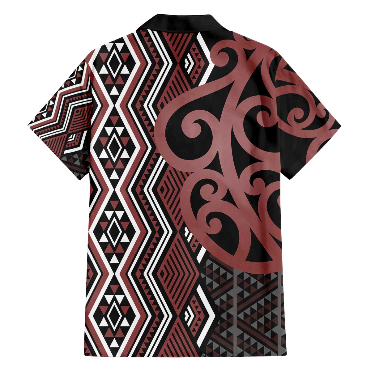 Maori Taniko Patterns Family Matching Off The Shoulder Long Sleeve Dress and Hawaiian Shirt Brown Patiki Motifs Mix Whakairo Ngaru LT7 - Polynesian Pride