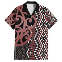 Maori Taniko Patterns Family Matching Tank Maxi Dress and Hawaiian Shirt Brown Patiki Motifs Mix Whakairo Ngaru LT7 Dad's Shirt - Short Sleeve Brown - Polynesian Pride