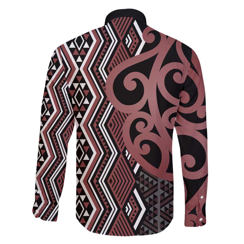 Maori Taniko Patterns Family Matching Tank Maxi Dress and Hawaiian Shirt Brown Patiki Motifs Mix Whakairo Ngaru LT7 - Polynesian Pride