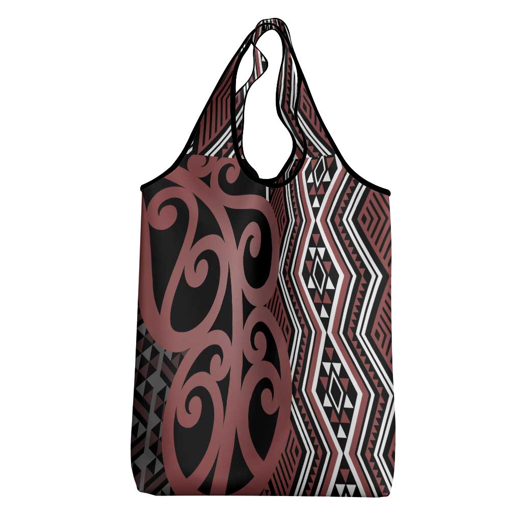 Maori Taniko Patterns Grocery Bag Brown Patiki Motifs Mix Whakairo Ngaru LT7 - Polynesian Pride