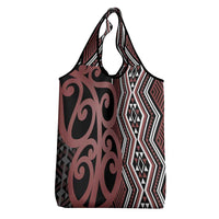 Maori Taniko Patterns Grocery Bag Brown Patiki Motifs Mix Whakairo Ngaru LT7 - Polynesian Pride