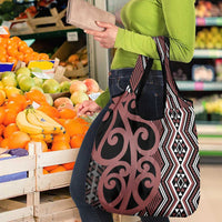 Maori Taniko Patterns Grocery Bag Brown Patiki Motifs Mix Whakairo Ngaru LT7 - Polynesian Pride