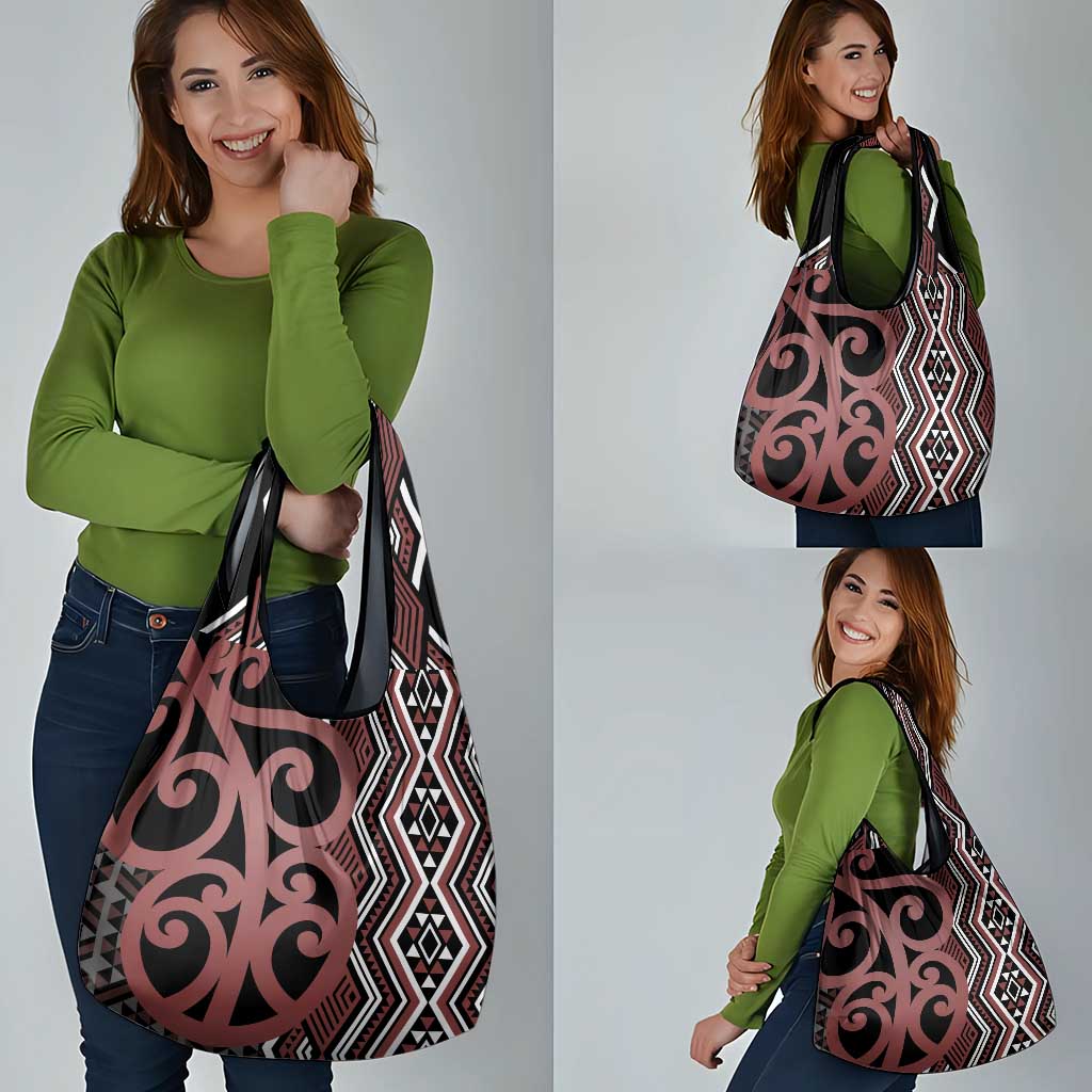 Maori Taniko Patterns Grocery Bag Brown Patiki Motifs Mix Whakairo Ngaru LT7 - Polynesian Pride
