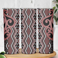 Maori Taniko Patterns Skinny Tumbler Brown Patiki Motifs Mix Whakairo Ngaru LT7 - Polynesian Pride