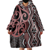 Maori Taniko Patterns Wearable Blanket Hoodie Brown Patiki Motifs Mix Whakairo Ngaru LT7 - Polynesian Pride