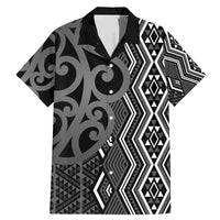 Maori Taniko Patterns Family Matching Mermaid Dress and Hawaiian Shirt Black Patiki Motifs Mix Whakairo Ngaru LT7 Dad's Shirt - Short Sleeve Black - Polynesian Pride