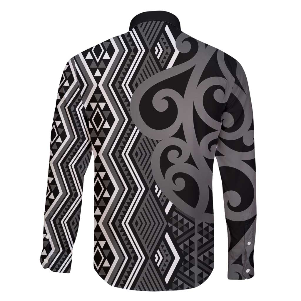 Maori Taniko Patterns Family Matching Mermaid Dress and Hawaiian Shirt Black Patiki Motifs Mix Whakairo Ngaru LT7 - Polynesian Pride