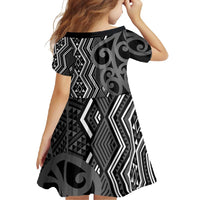 Maori Taniko Patterns Family Matching Tank Maxi Dress and Hawaiian Shirt Black Patiki Motifs Mix Whakairo Ngaru LT7 - Polynesian Pride