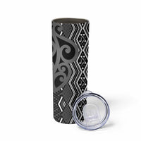 Maori Taniko Patterns Skinny Tumbler Black Patiki Motifs Mix Whakairo Ngaru LT7 - Polynesian Pride