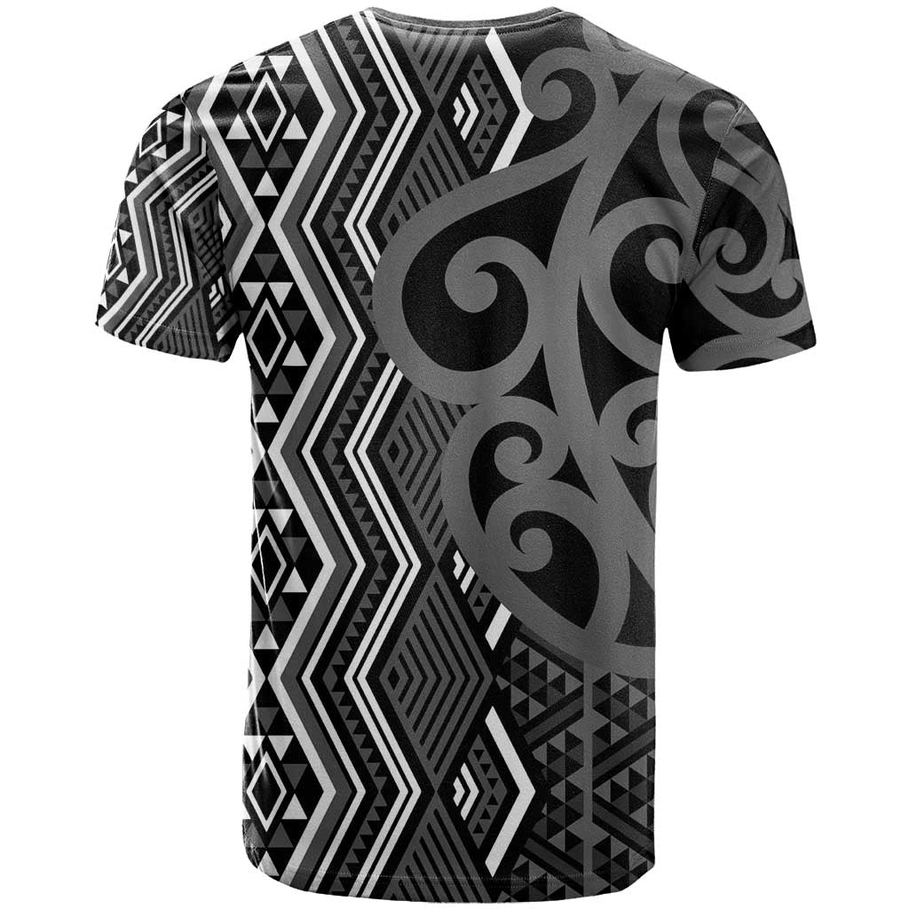 Maori Taniko Patterns T Shirt Black Patiki Motifs Mix Whakairo Ngaru LT7 - Polynesian Pride