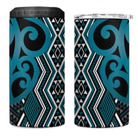 Maori Taniko Patterns 4 in 1 Can Cooler Tumbler Azure Patiki Motifs Mix Whakairo Ngaru LT7 One Size: 16 oz Azure - Polynesian Pride