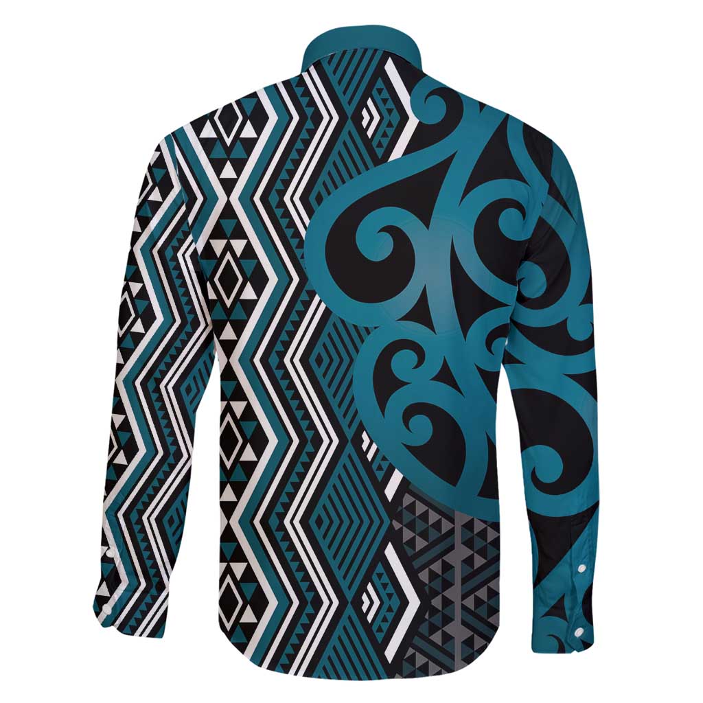 Maori Taniko Patterns Family Matching Mermaid Dress and Hawaiian Shirt Azure Patiki Motifs Mix Whakairo Ngaru LT7 - Polynesian Pride