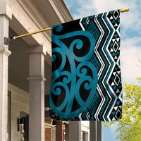 Maori Taniko Patterns Garden Flag Azure Patiki Motifs Mix Whakairo Ngaru LT7 House Flag Azure - Polynesian Pride