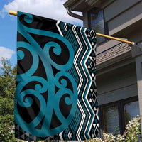 Maori Taniko Patterns Garden Flag Azure Patiki Motifs Mix Whakairo Ngaru LT7 - Polynesian Pride