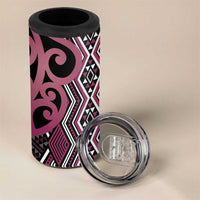 Maori Taniko Patterns 4 in 1 Can Cooler Tumbler Pink Patiki Motifs Mix Whakairo Ngaru LT7 - Polynesian Pride