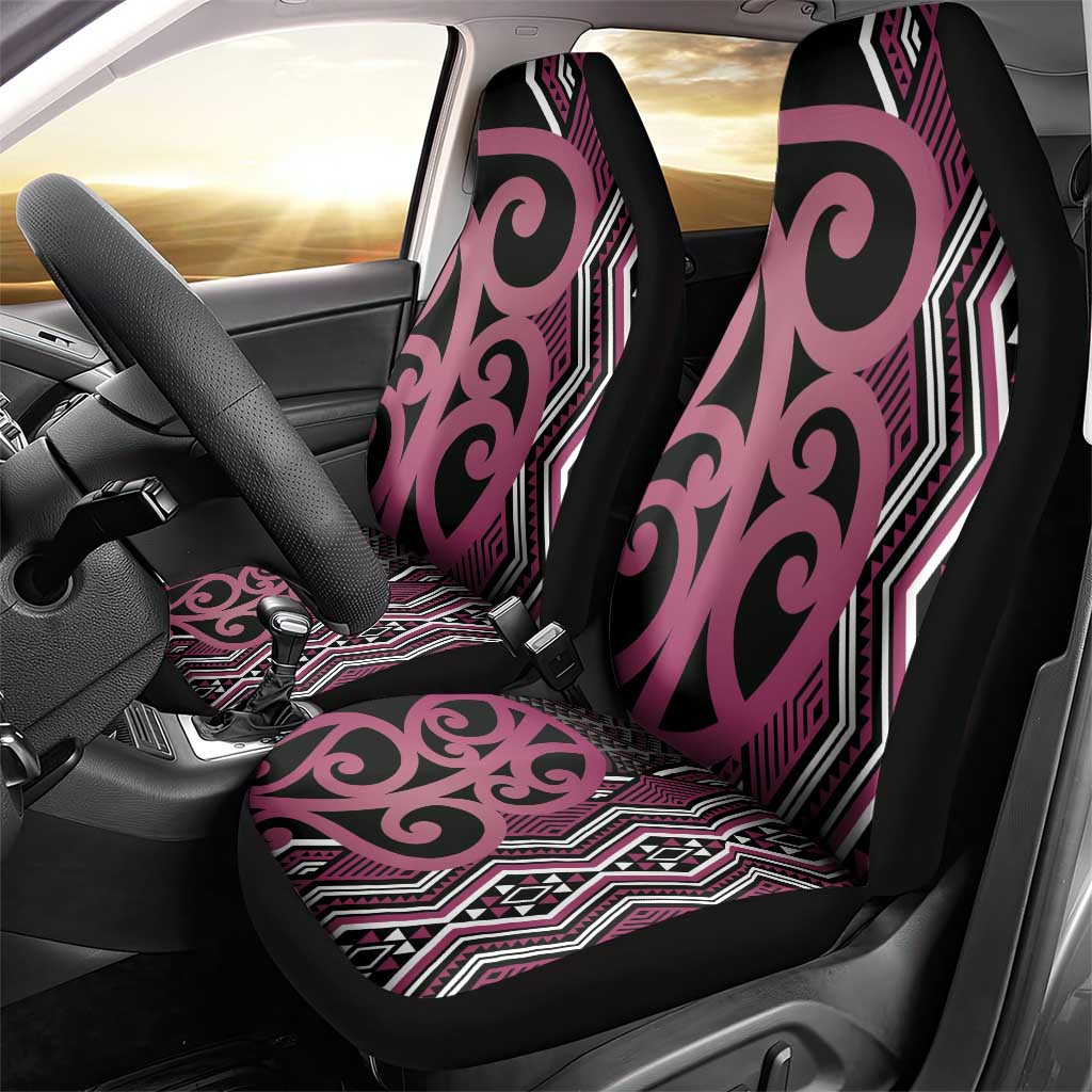 Maori Taniko Patterns Car Seat Cover Pink Patiki Motifs Mix Whakairo Ngaru