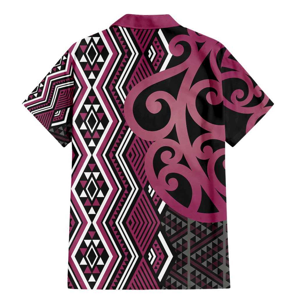 Maori Taniko Patterns Family Matching Mermaid Dress and Hawaiian Shirt Pink Patiki Motifs Mix Whakairo Ngaru LT7 - Polynesian Pride