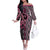 Maori Taniko Patterns Off The Shoulder Long Sleeve Dress Pink Patiki Motifs Mix Whakairo Ngaru