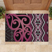 Maori Taniko Patterns Rubber Doormat Pink Patiki Motifs Mix Whakairo Ngaru