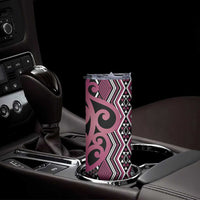 Maori Taniko Patterns Skinny Tumbler Pink Patiki Motifs Mix Whakairo Ngaru LT7 - Polynesian Pride
