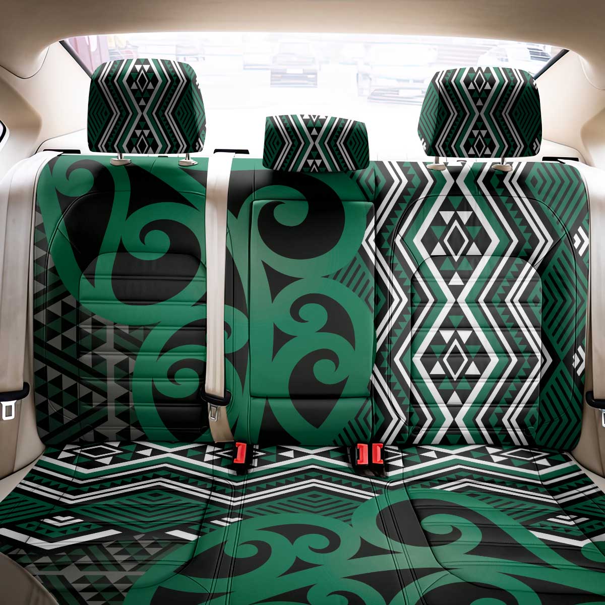 Maori Taniko Patterns Back Car Seat Cover Pounamu Patiki Motifs Mix Whakairo Ngaru LT7 - Polynesian Pride