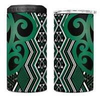 Maori Taniko Patterns 4 in 1 Can Cooler Tumbler Pounamu Patiki Motifs Mix Whakairo Ngaru LT7 One Size: 16 oz Green - Polynesian Pride