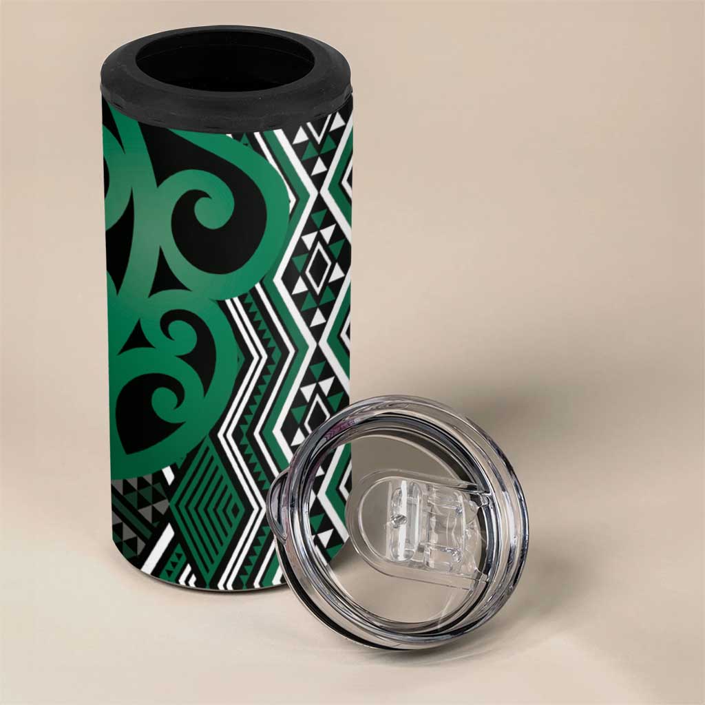 Maori Taniko Patterns 4 in 1 Can Cooler Tumbler Pounamu Patiki Motifs Mix Whakairo Ngaru LT7 - Polynesian Pride