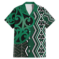 Maori Taniko Patterns Family Matching Mermaid Dress and Hawaiian Shirt Pounamu Patiki Motifs Mix Whakairo Ngaru LT7 Dad's Shirt - Short Sleeve Green - Polynesian Pride