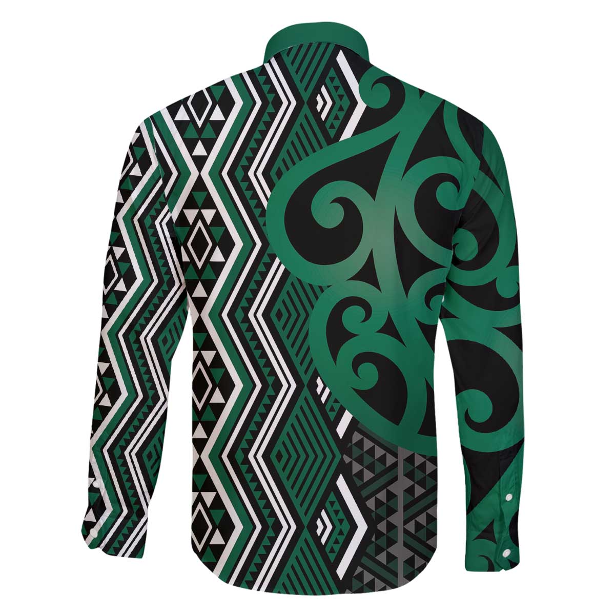 Maori Taniko Patterns Family Matching Off The Shoulder Long Sleeve Dress and Hawaiian Shirt Pounamu Patiki Motifs Mix Whakairo Ngaru LT7 - Polynesian Pride