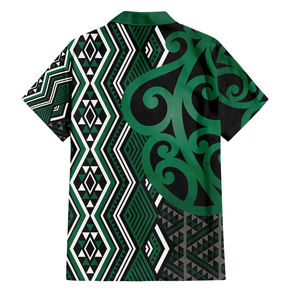 Maori Taniko Patterns Family Matching Off Shoulder Short Dress and Hawaiian Shirt Pounamu Patiki Motifs Mix Whakairo Ngaru LT7 - Polynesian Pride