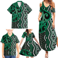 Maori Taniko Patterns Family Matching Summer Maxi Dress and Hawaiian Shirt Pounamu Patiki Motifs Mix Whakairo Ngaru LT7 - Polynesian Pride