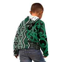 Maori Taniko Patterns Kid Hoodie Pounamu Patiki Motifs Mix Whakairo Ngaru LT7 - Polynesian Pride
