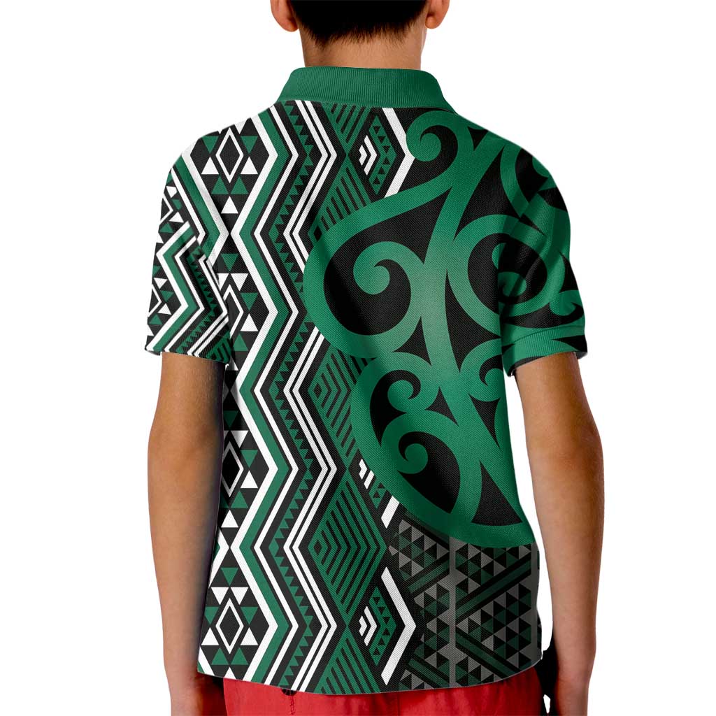 Maori Taniko Patterns Kid Polo Shirt Pounamu Patiki Motifs Mix Whakairo Ngaru LT7 - Polynesian Pride