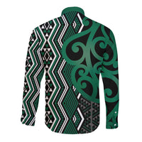 Maori Taniko Patterns Long Sleeve Button Shirt Pounamu Patiki Motifs Mix Whakairo Ngaru