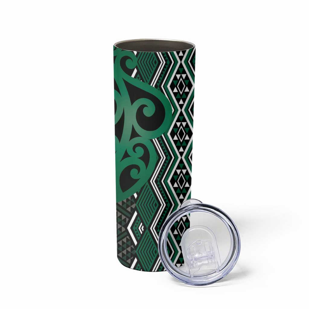 Maori Taniko Patterns Skinny Tumbler Pounamu Patiki Motifs Mix Whakairo Ngaru LT7 - Polynesian Pride