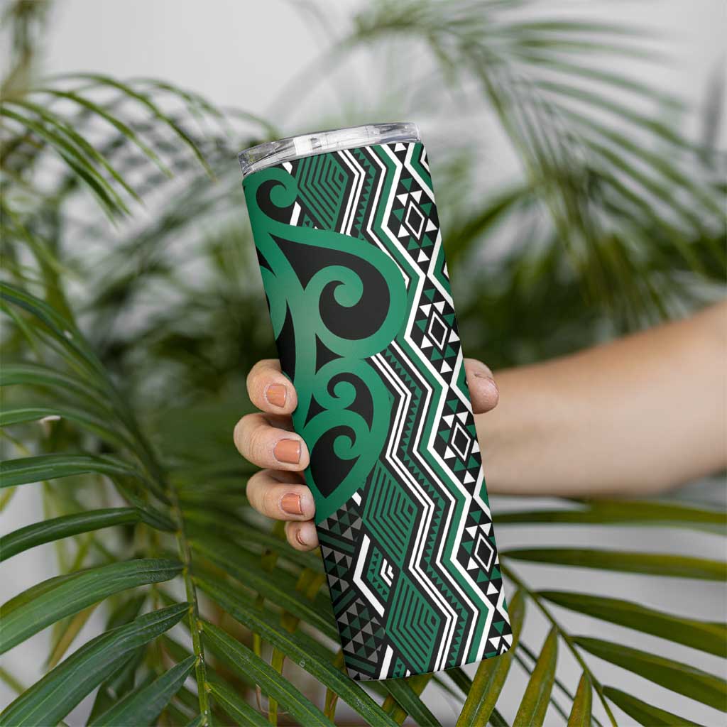 Maori Taniko Patterns Skinny Tumbler Pounamu Patiki Motifs Mix Whakairo Ngaru LT7 - Polynesian Pride