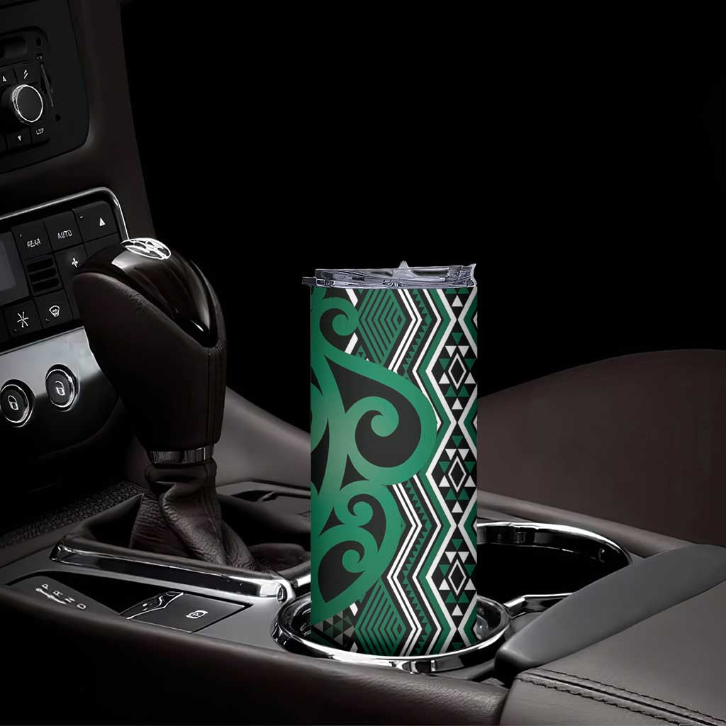 Maori Taniko Patterns Skinny Tumbler Pounamu Patiki Motifs Mix Whakairo Ngaru LT7 - Polynesian Pride