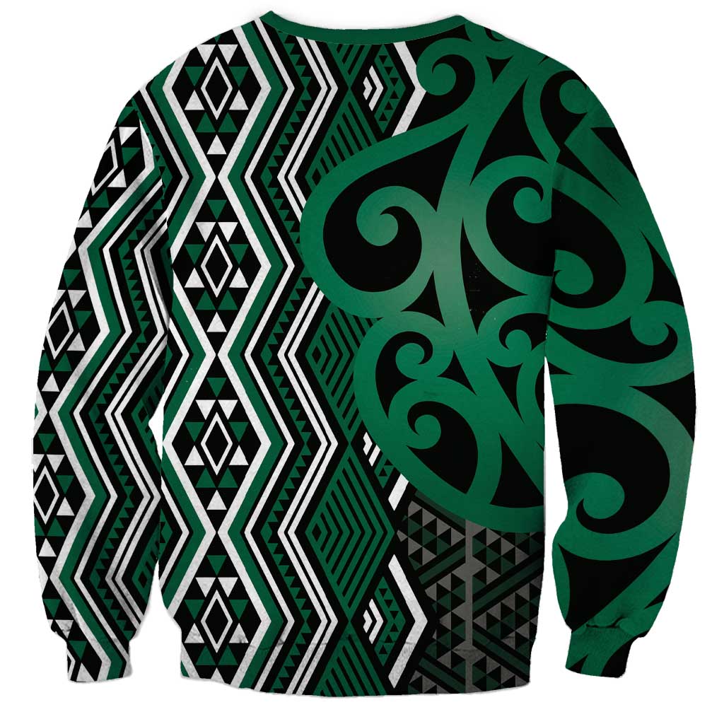 Maori Taniko Patterns Sweatshirt Pounamu Patiki Motifs Mix Whakairo Ngaru LT7 - Polynesian Pride