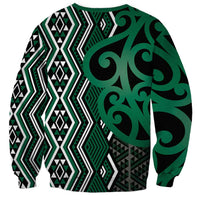 Maori Taniko Patterns Sweatshirt Pounamu Patiki Motifs Mix Whakairo Ngaru LT7 - Polynesian Pride