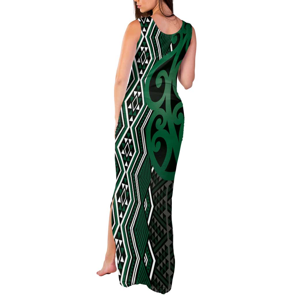 Maori Taniko Patterns Tank Maxi Dress Pounamu Patiki Motifs Mix Whakairo Ngaru LT7 - Polynesian Pride