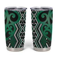Maori Taniko Patterns Tumbler Cup Pounamu Patiki Motifs Mix Whakairo Ngaru LT7 Green - Polynesian Pride