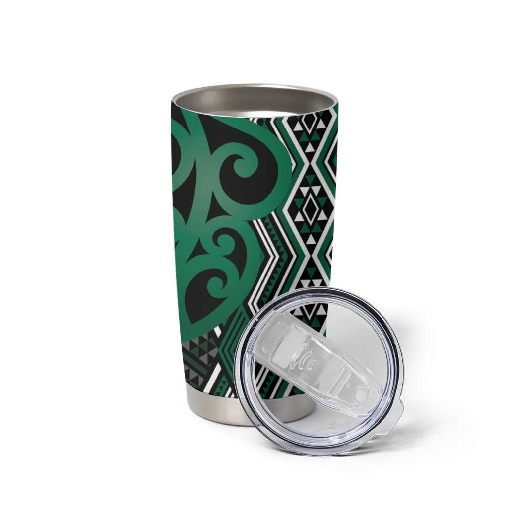 Maori Taniko Patterns Tumbler Cup Pounamu Patiki Motifs Mix Whakairo Ngaru LT7 - Polynesian Pride